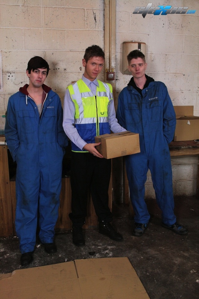 Finley Yves and Keiron Jones fuck the cum out of delivery boy Lloyd Adams (1)