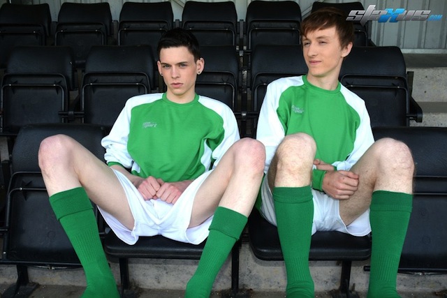 Two gay soccer boys share their juicy cocks in this new video at Staxus (1)