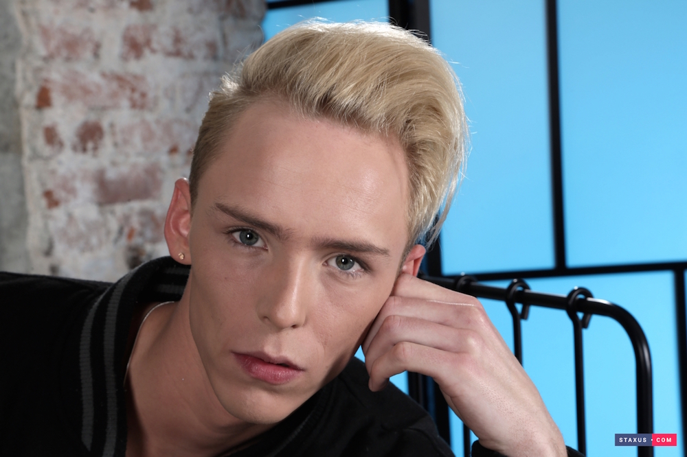 Cute blond twink performer Kris Blent at Staxus